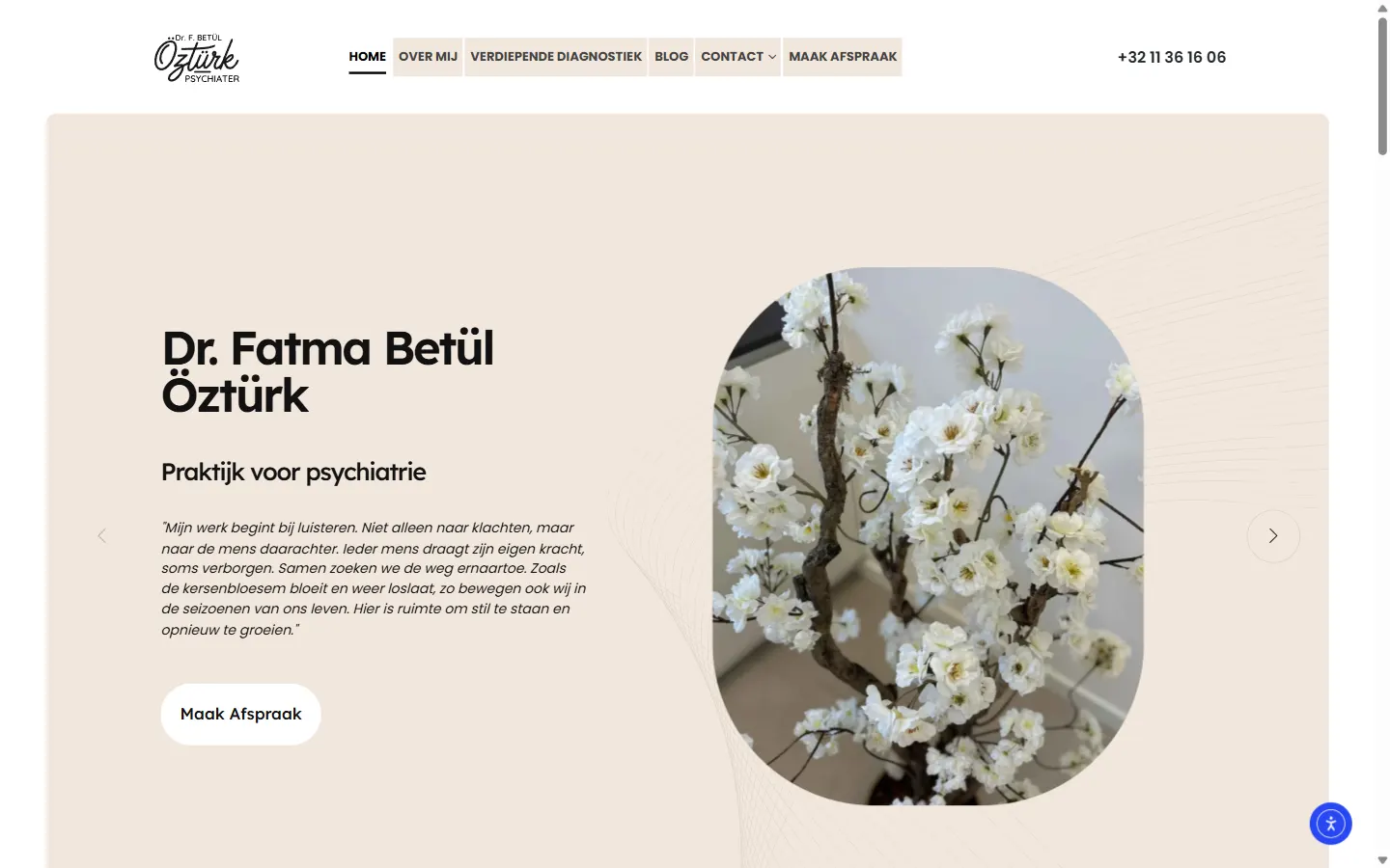 Startpagina van de website van Dr. Fatma Betül Öztürk