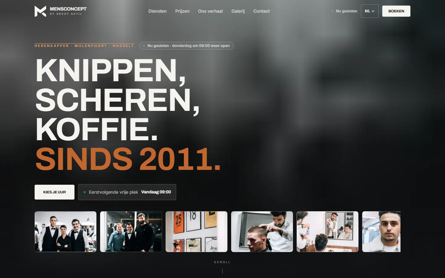 Homepage van MensConcept met de eerstvolgende vrije plek