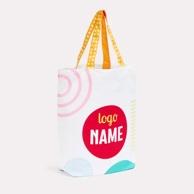 Polyester tote bags met all-over bedrukking