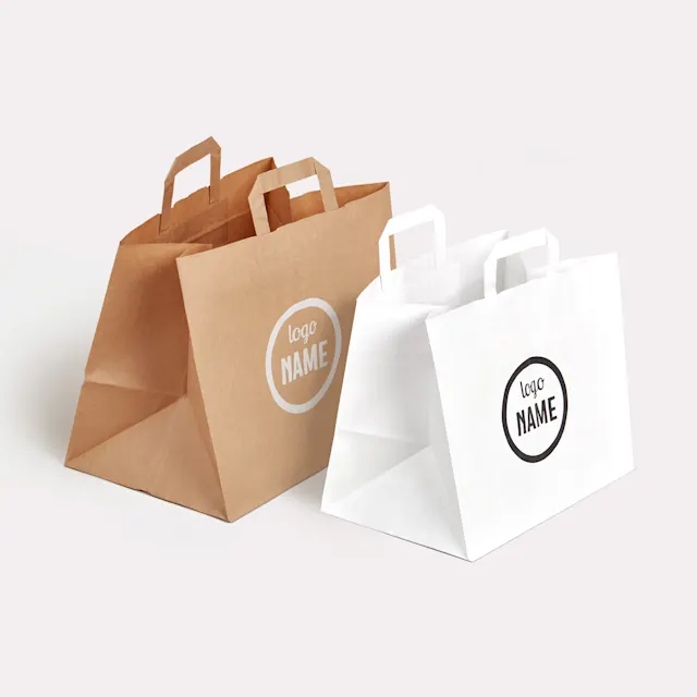 Papieren take-away tassen met platte lus