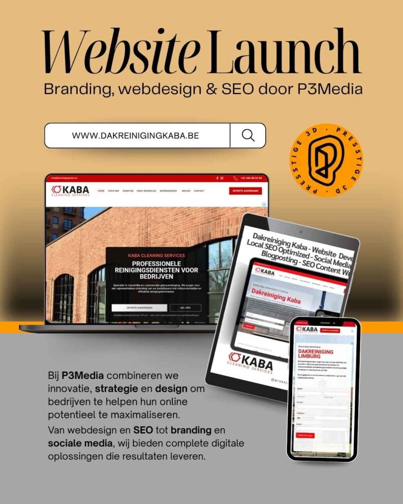 Project dakreinigingkaba.be Branding, webdesign & SEO door P3Media