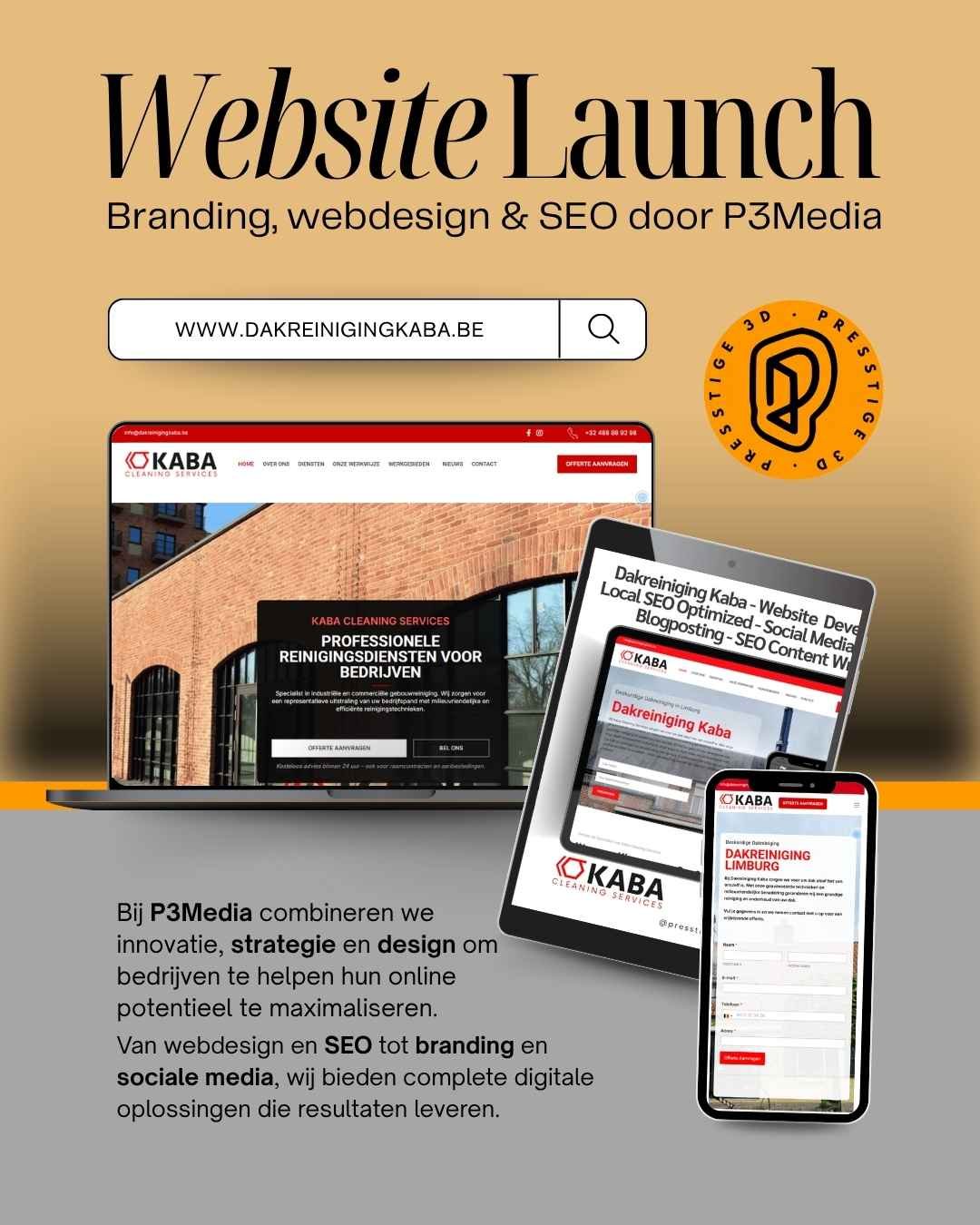 Project dakreinigingkaba.be Branding, webdesign & SEO door P3Media
