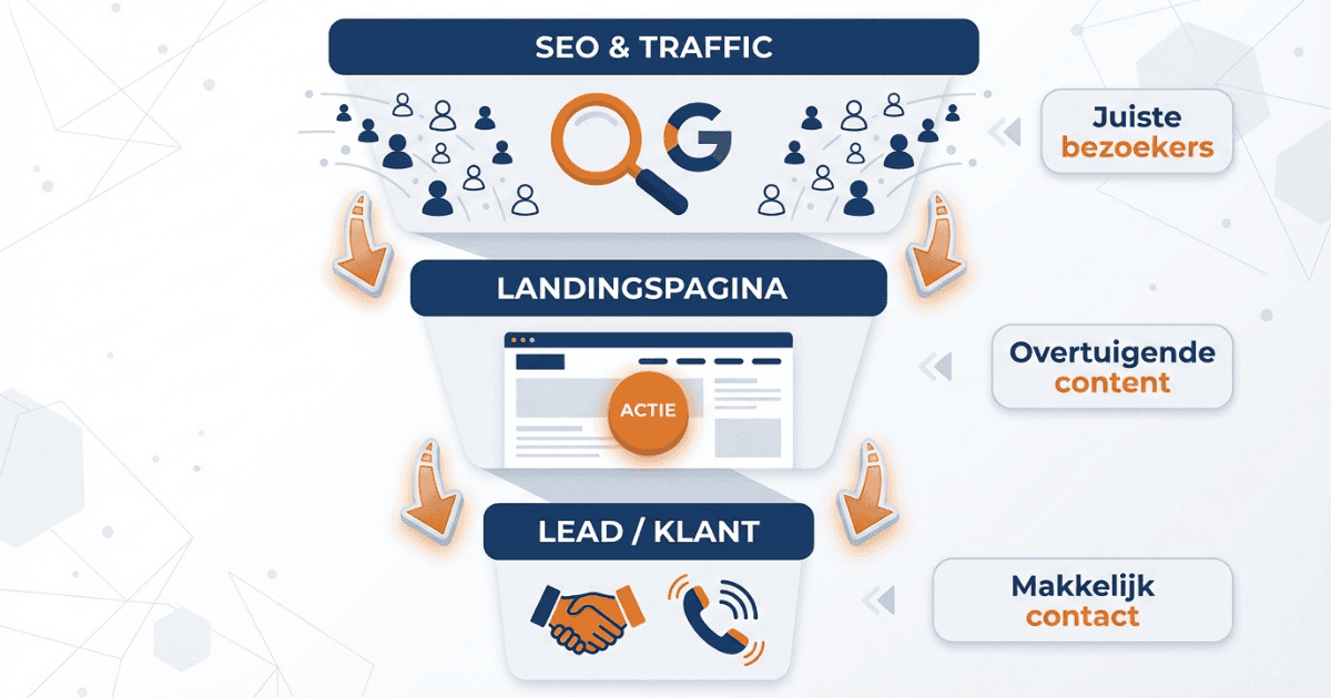 Conversiefunnel van bezoeker naar lead via een professionele KMO-website